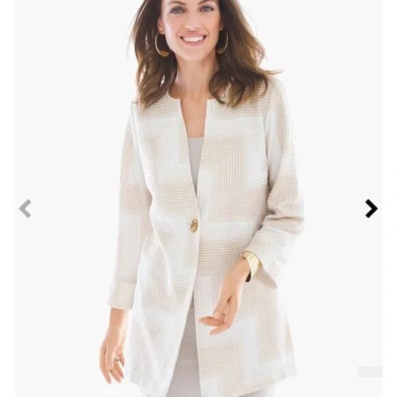 Chico's Travelers Crinkle Crushed Long Cardigan Jacket Modern Design - Picture 1 of 8